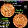 Image 1 : ***Auction Highlight*** 1899 Indian Cent 1c Graded Gem+ Unc RD By USCG (fc)