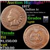 Image 1 : ***Auction Highlight*** 1877 Indian Cent 1c Graded vg+ By USCG (fc)