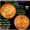 Image 1 : ***Auction Highlight*** 1880 Indian Cent 1c Graded Choice+ Unc RD By USCG (fc)