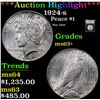 Image 1 : ***Auction Highlight*** 1924-s Peace Dollar $1 Graded Select+ Unc By USCG (fc)