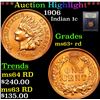 Image 1 : ***Auction Highlight*** 1906 Indian Cent 1c Graded Select+ Unc RD By USCG (fc)