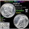 Image 1 : ***Auction Highlight*** 1926-d Peace Dollar $1 Graded Choice+ Unc By USCG (fc)
