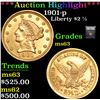 Image 1 : ***Auction Highlight*** 1901-p Gold Liberty Quarter Eagle $2 1/2 Graded Select Unc By USCG (fc)