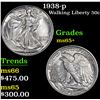 Image 1 : 1938-p Walking Liberty Half Dollar 50c Grades GEM+ Unc