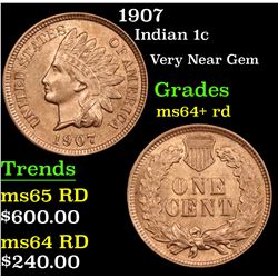 1907 Indian Cent 1c Grades Choice+ Unc RD