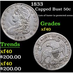 1833 Capped Bust Half Dollar 50c Grades xf