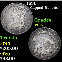 1836 Capped Bust Half Dollar 50c Grades vf++