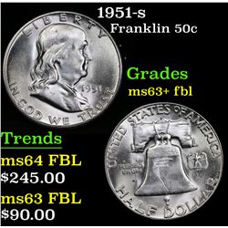 1951-s Franklin Half Dollar 50c Grades Select Unc+ FBL