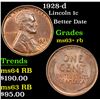 Image 1 : 1928-d Lincoln Cent 1c Grades Select+ Unc RB