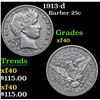Image 1 : 1913-d Barber Quarter 25c Grades xf