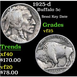 1925-d Buffalo Nickel 5c Grades vf+