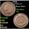 Image 1 : 1868 Indian Cent 1c Grades f+