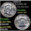 Image 1 : 1954-d Franklin Half Dollar 50c Grades Choice Unc+ FBL