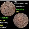 Image 1 : 1829 Coronet Head Large Cent 1c Grades f+