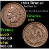 Image 1 : 1864 Bronze Indian Cent 1c Grades xf+