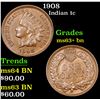 Image 1 : 1908 Indian Cent 1c Grades Select+ Unc BN