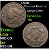 Image 1 : 1820 Coronet Head Large Cent 1c Grades f+