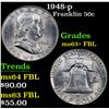 Image 1 : 1948-p Franklin Half Dollar 50c Grades Select Unc+ FBL