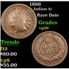 Image 1 : 1866 Indian Cent 1c Grades vg+