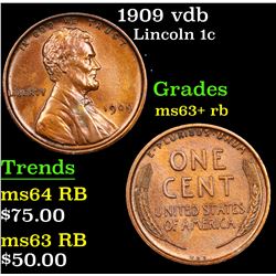 1909 vdb Lincoln Cent 1c Grades Select+ Unc RB