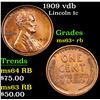 Image 1 : 1909 vdb Lincoln Cent 1c Grades Select+ Unc RB