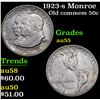 Image 1 : 1923-s Monroe Old Commem Half Dollar 50c Grades Choice AU