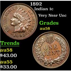 1892 Indian Cent 1c Grades Choice AU/BU Slider