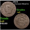 Image 1 : 1824 Coronet Head Large Cent 1c Grades vg, very good