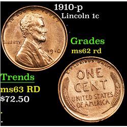 1910-p Lincoln Cent 1c Grades Select Unc RD