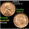 Image 1 : 1910-p Lincoln Cent 1c Grades Select Unc RD