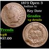 Image 1 : 1873 Open 3 Indian Cent 1c Grades vg details