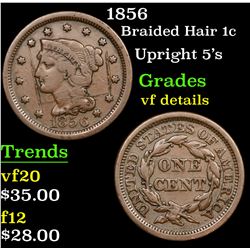 1856 Braided Hair Large Cent 1c Grades vf details