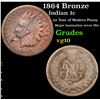 Image 1 : 1864 Bronze Indian Cent 1c Grades vg+
