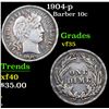 Image 1 : 1904-p Barber Dime 10c Grades vf++