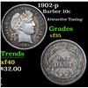Image 1 : 1902-p Barber Dime 10c Grades vf++