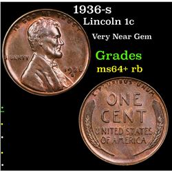 1936-s Lincoln Cent 1c Grades Choice+ Unc RB