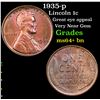Image 1 : 1935-p Lincoln Cent 1c Grades Choice+ Unc BN