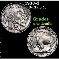 1938-d Buffalo Nickel 5c Grades Unc Details