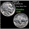 Image 1 : 1937-p Buffalo Nickel 5c Grades Choice AU/BU Slider