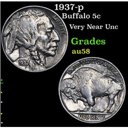 1937-p Buffalo Nickel 5c Grades Choice AU/BU Slider