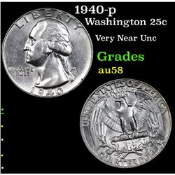 1940-p Washington Quarter 25c Grades Choice AU/BU Slider