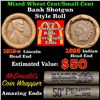 Image 1 : Mixed small cents 1c orig shotgun roll, 1919-s Wheat Cent, 1893 Indian Cent other end