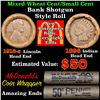 Image 1 : Mixed small cents 1c orig shotgun roll, 1916-s Wheat Cent, 1897 Indian Cent other end