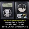 Image 1 : 2009-P Louis Braille Modern Commem Dollar $1 Grades GEM++ Proof Deep Cameo
