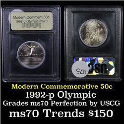 1992-p Olympic Modern Commem Half Dollar 50c Grades ms70, Perfection