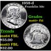 Image 1 : 1958-d Franklin Half Dollar 50c Grades Select Unc+ FBL