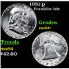 Image 1 : 1951-p Franklin Half Dollar 50c Grades Select+ Unc