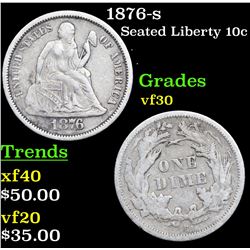 1876-s Seated Liberty Dime 10c Grades vf++