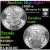 Image 1 : ***Auction Highlight*** 1890-s Morgan Dollar $1 Graded GEM+ Unc By USCG (fc)