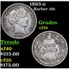 Image 1 : 1893-o Barber Dime 10c Grades vf++